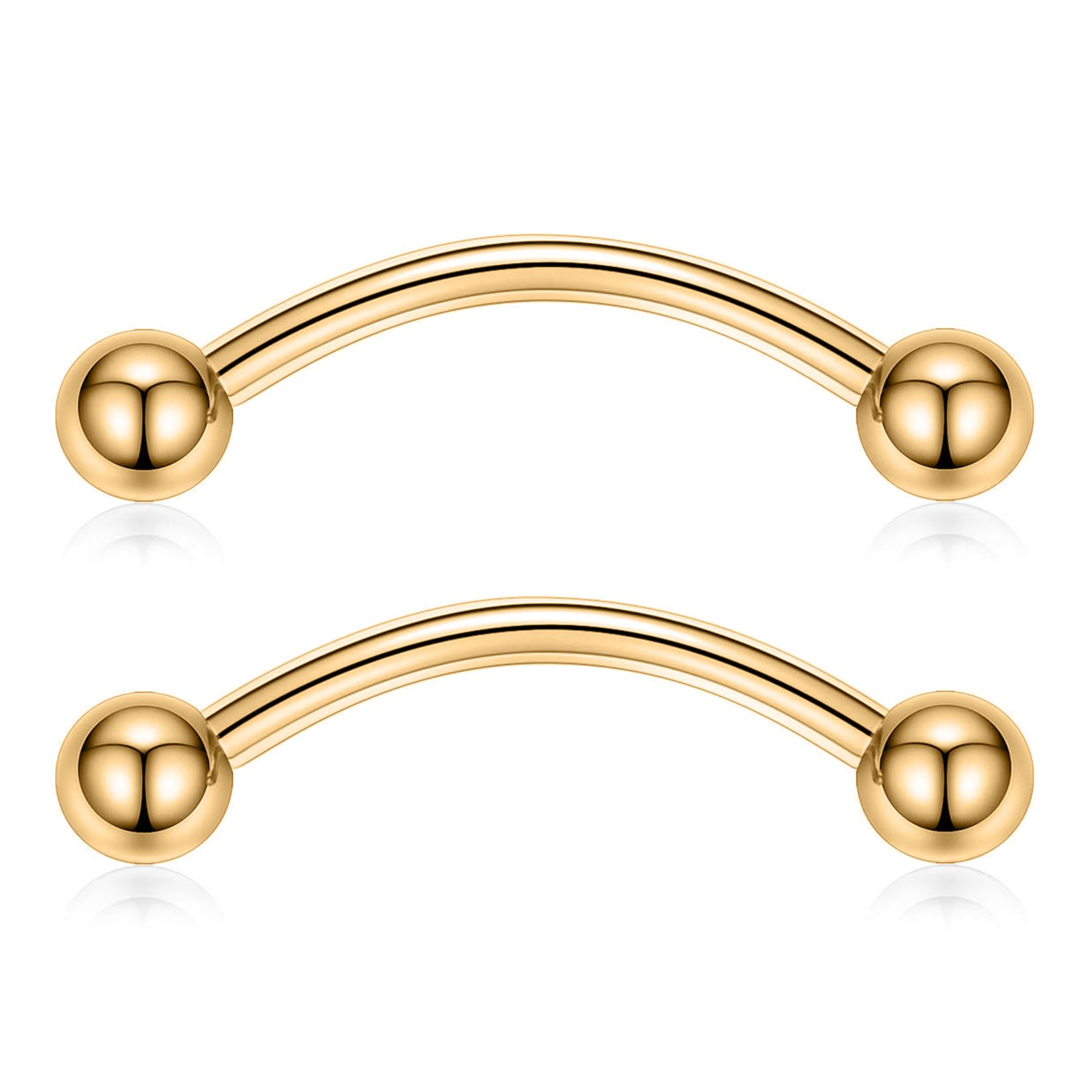 hengkaixuan1 Pair Titanium Jewellery Gold Silver Barbells Cubved Barbell Bars 12G 14G 16G Eyebrow Jewellery Eyebrow Rings Piercing for Women