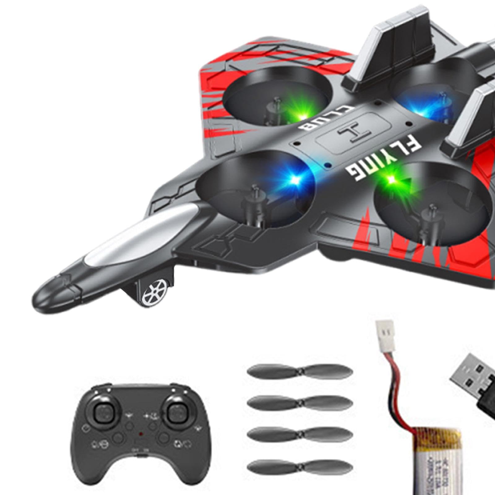 Qianly Avión Teledirigido Fija de Espuma EVA Planeador de Juguete con Control Remoto y Luces LED Incorporadas Modelo de Cuatro Canales Adecuado para