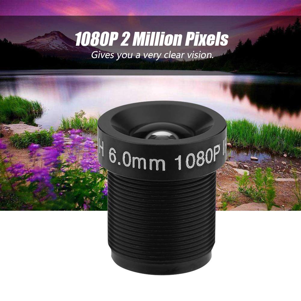 6mm CCTV Camera Lens, M12*0.5, Grandangolo, Fisso, Black, Supporto IR, 58° Vision, 2 Milioni di Pixel