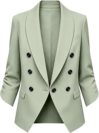 Women's Solid Blazer Long Sleeve Lightweight Slim Fit