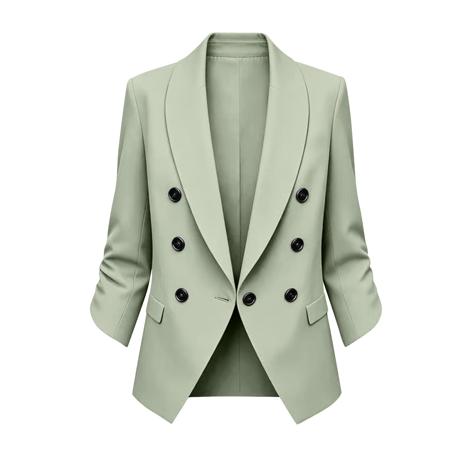 Blazer Damen Elegant Sakko Arbeit Anzug Sportlich Business Outfit | EIN-Knopf-Blazer mit Reverskragen, 3/4 Ärmel Blazerjacke, Einfarbig Longblazer Slim Fit Anzüge Suit Anzugjacke Damenblazer
