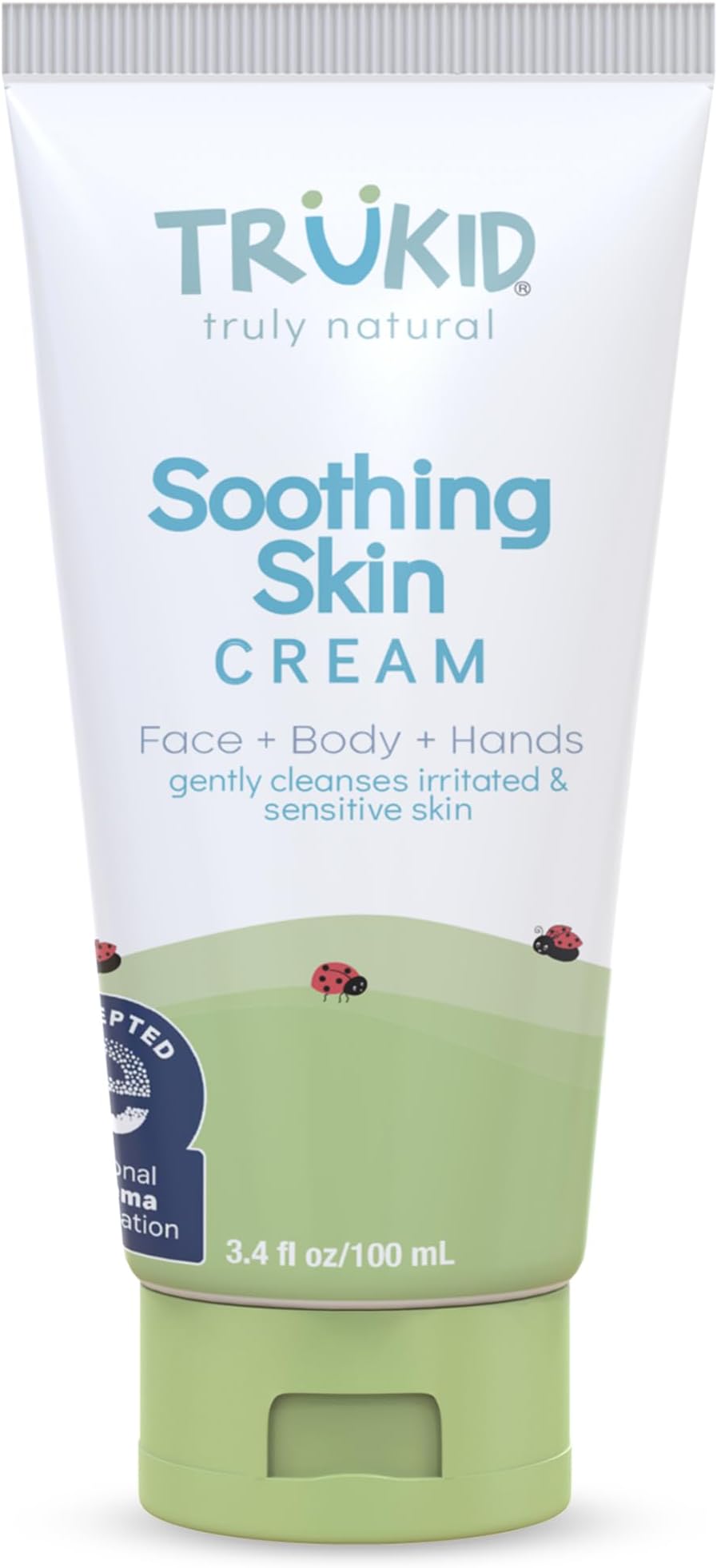 TruKid Natural Eczema Cream for Kids, Toddlers & Babies, NEA-Accepted for Eczema, Safe for Sensitive Skin on Face, Body, & Hands, Unscented, Hydrates & Moisturizes Irritated & Itchy Skin, 3.4oz
