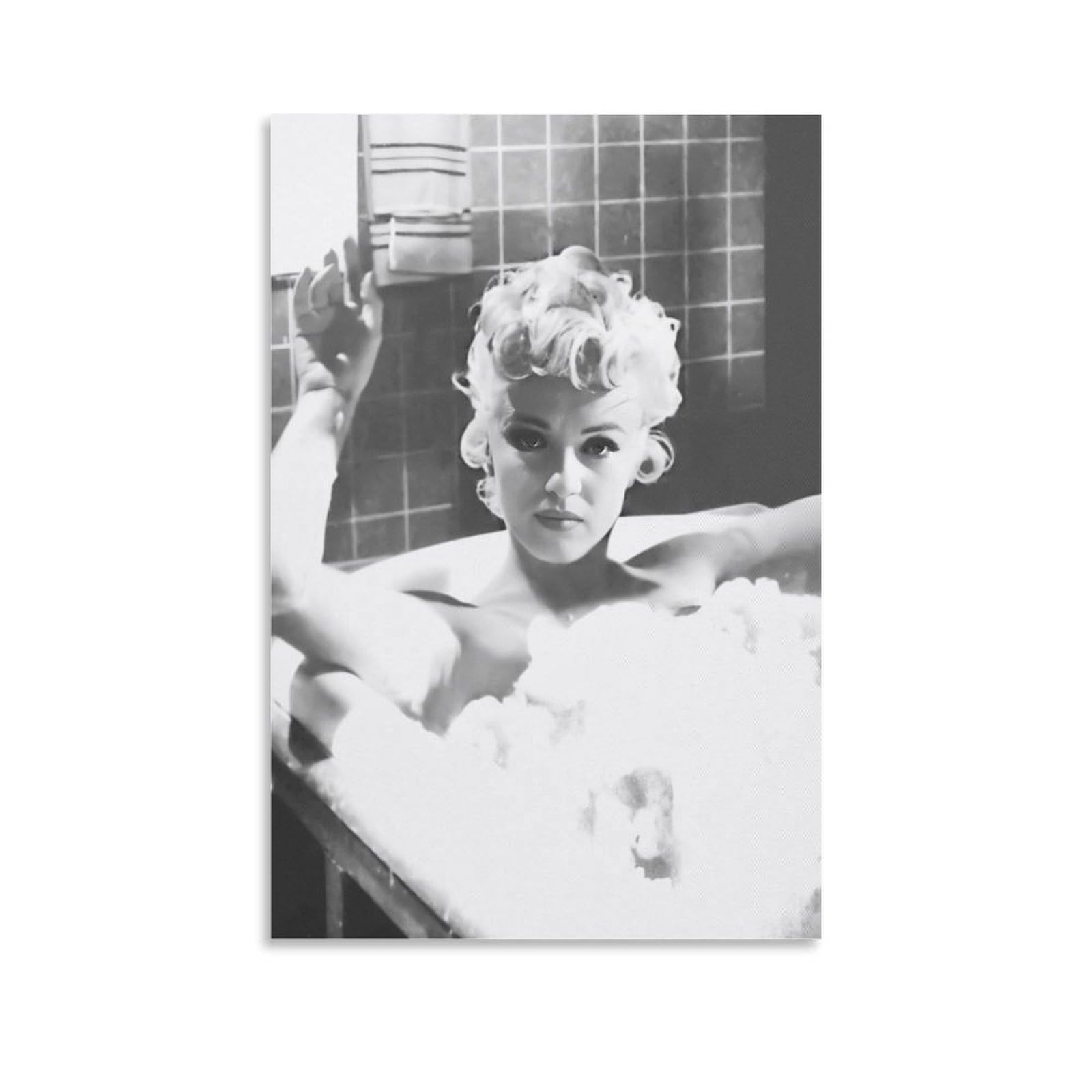 QZFNCOYU Marilyn Monroe in The Bathtub Black And White Vintage Art Poster Canvas Poster Bedroom Decor Landscape Office Room Decor Gift 12x18inch(30x45cm)