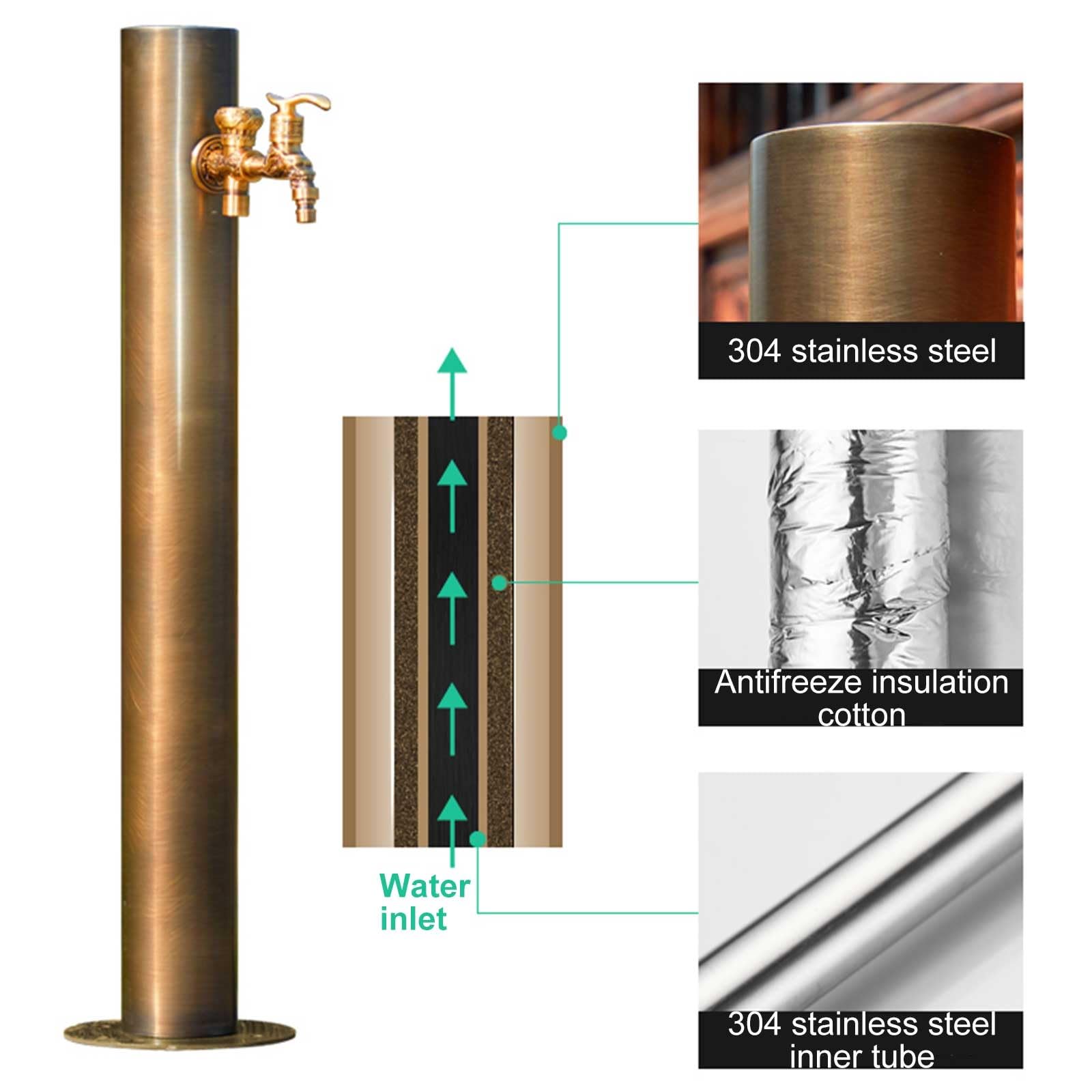 Esta Columna de Agua para jardín Vertical Exterior con Grifo y Pistola rociadora, hidrante de jardín anticongelante de 20 Pulgadas, solución de riego Resistente a la Intemperie