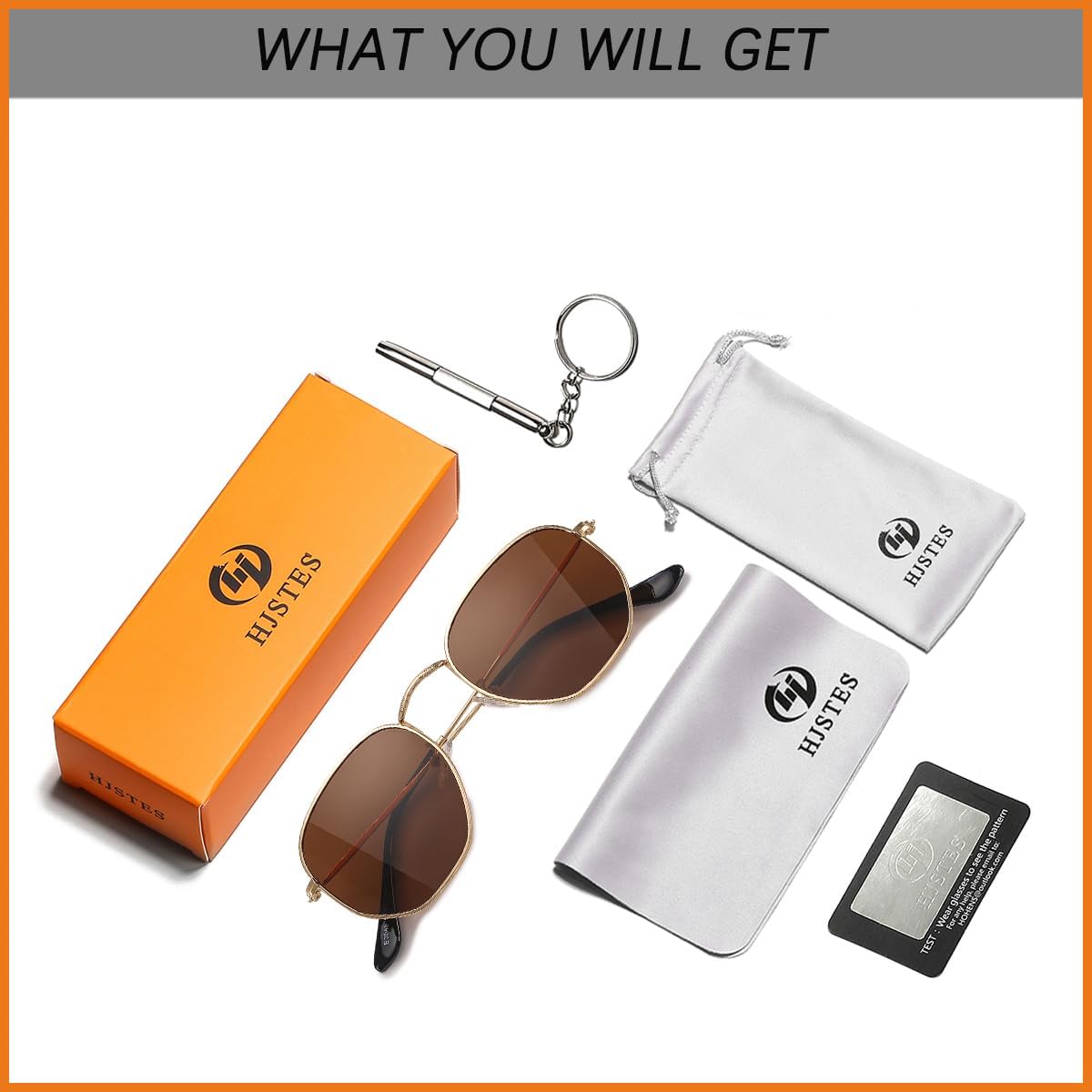 HJSTES Small Polarized Sunglasses Women Men Trendy Hexagonal Metal Frame Mirrored Lens UV Protection - Image 8