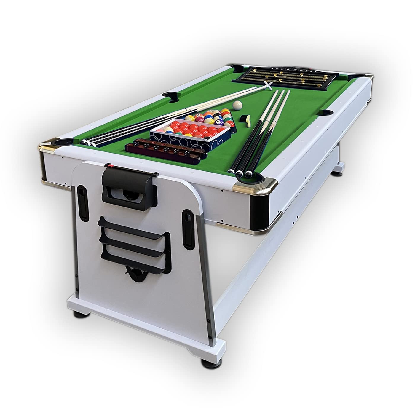 Table Multijeux Table Billard Transformable en Air Hockey – 7 Pieds Mattew Blanc Vert