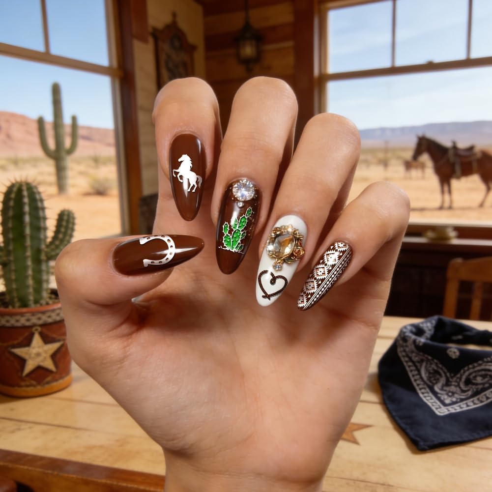PH PandaHall 3Pcs Western Cowboy Nail Stamping Plates for Western Nail Art