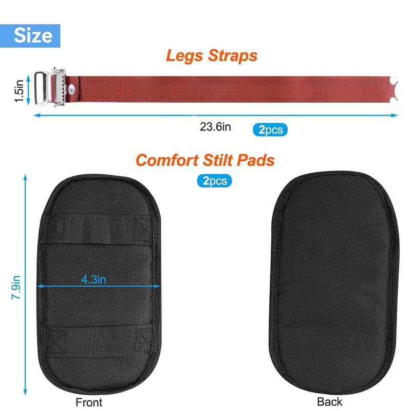 2Pack Drywall Stilt Replacement Parts, 2Pcs Replacement Straps + 2Pcs Comfort Stilt Pads Set, Nylon Adjustable Stilt Leg Straps Comfort Stilt Pads Protective Padded Leg Bands for Drywall