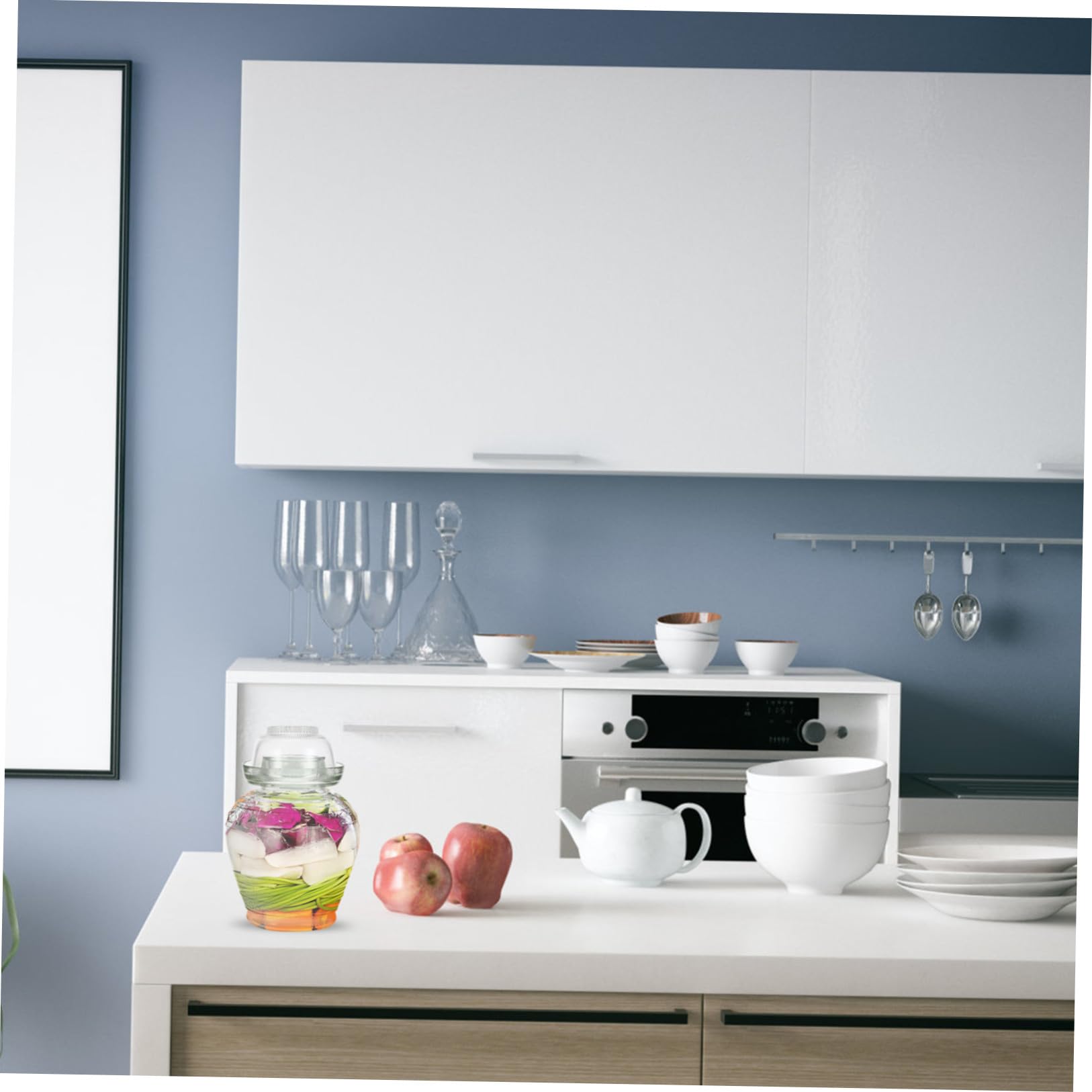 MAGICLULU Gärtopf Glas mit Wasserverschluss und Luftdichtem Deckel Lebensmittelechter Vorratsbehälter für Kimchi und Gemüse Geeignet für Küche und Einlegen