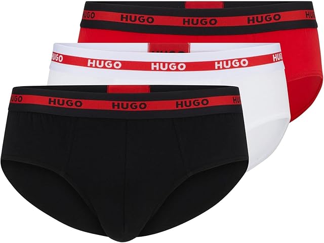 HUGO HIPBR Triplet Planet męskie slipy z rozciągliwej bawełny z logo na ściągaczu