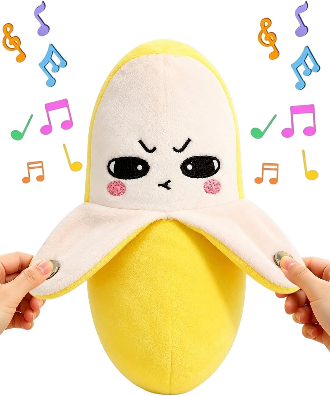 HiCWX Interactive Music Plush Toy,Body Sensing Sensor Doll with Piano & Fruit Metronome Sounds,Educational Interactive Stuffed Animal Gift for Kids Boys Girls (banana)