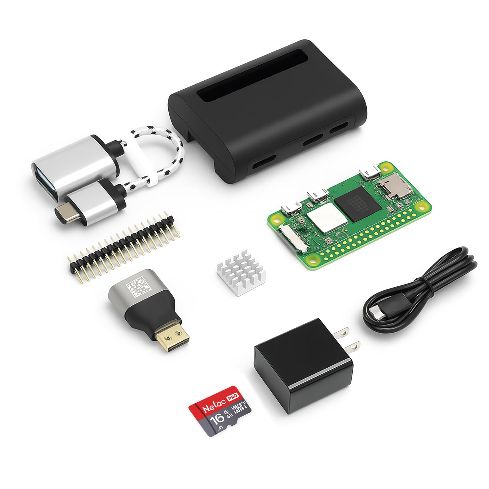 Pi Zero 2 W Starter Kit – 16GB Card, Power Supply, HDMI Adapter
