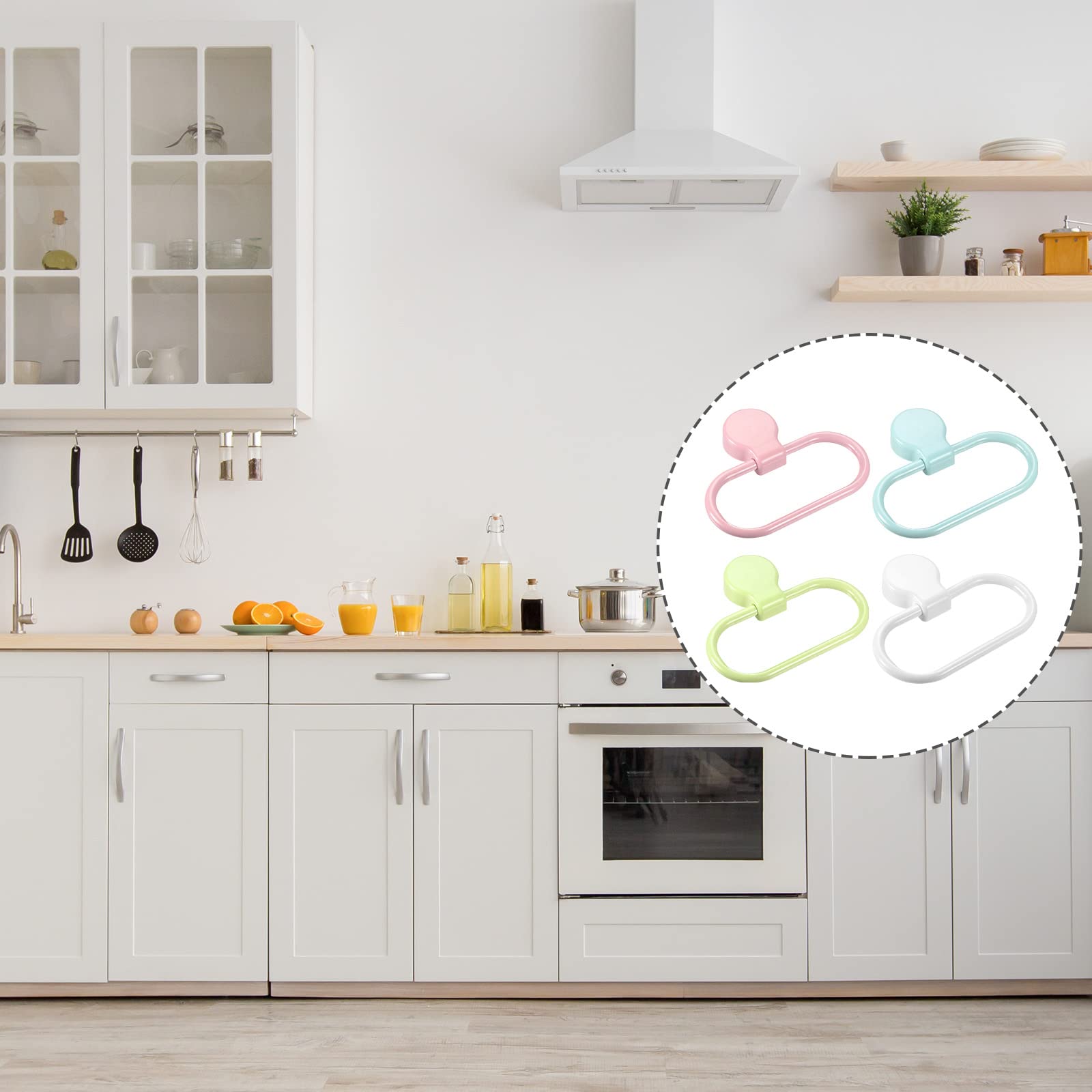 sourcing map Pared Montado Ovalado Toallero Anillo ABS Colgante Soporte Autoadhesivo para Baño Cocina Accesorios, Blanco