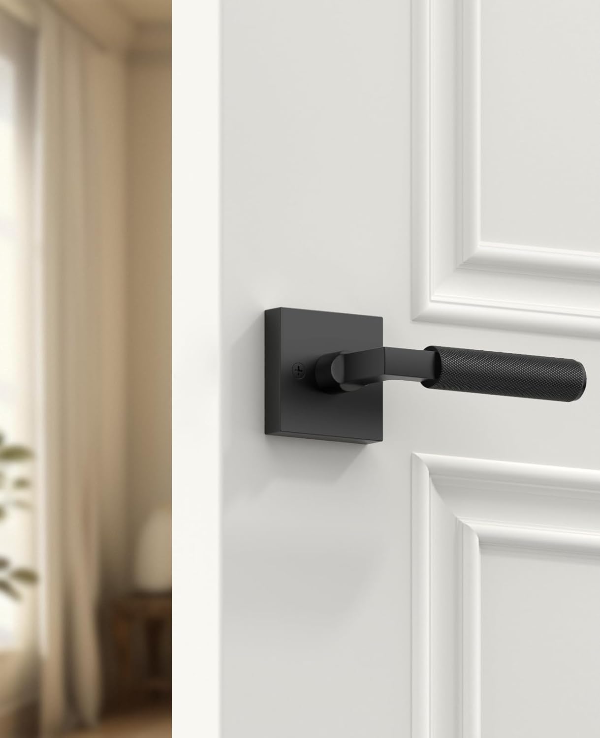 Amerdeco 2 Pack Champagne Bronze Dummy Door Handles, Decorative Non-Turning Door Lever with Door Knobs for Closet, French Double Doors, Pantries & Interior Push/Pull Doors AM0021