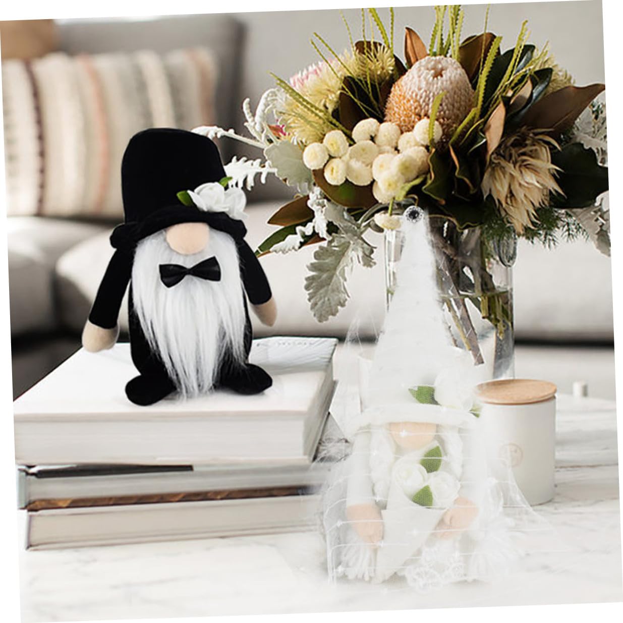 Hemobllo 2 Stück Teiliges Hochzeit Wichtel Deko Faceless GNOME Puppen Braut und Bräutigam Figuren Stehende Plüschornamente für Tisch und Fenster Romantische Hochzeitsdekoration