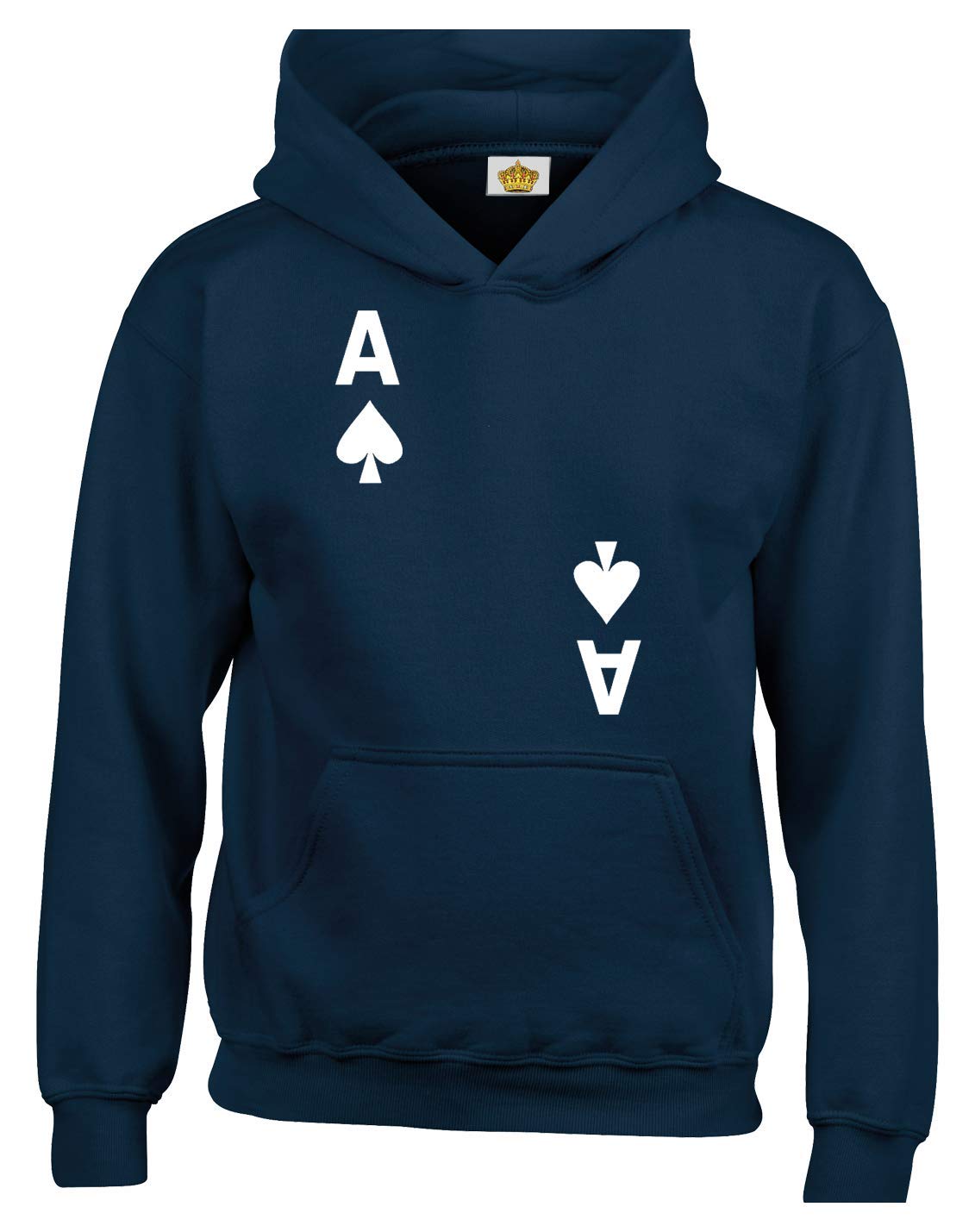 Crown Designs Men's Navy Ace Of Spades Unisex Hoodies For Wo & Teenagers - /Small
