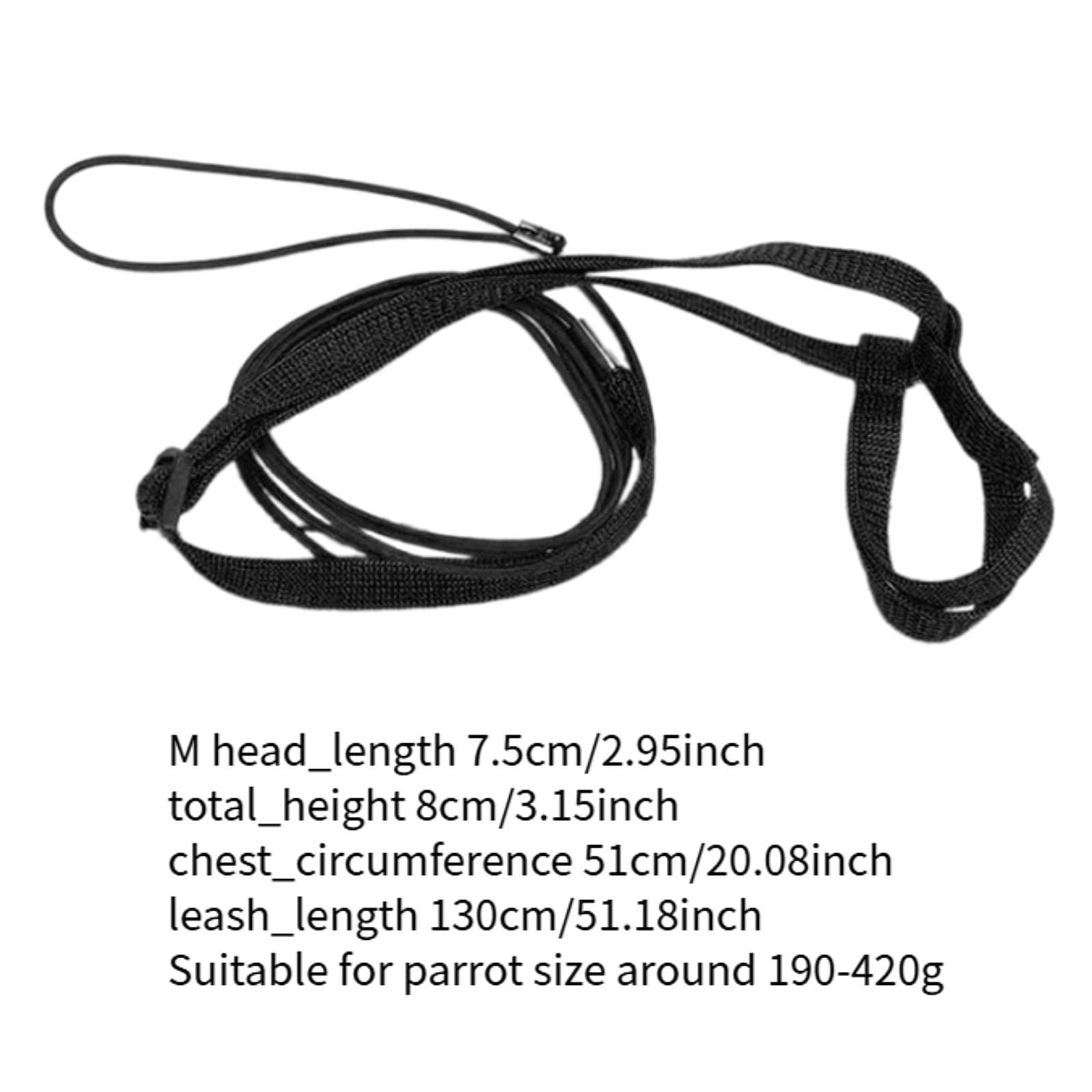 Whtkoph Parrot Leash and Harness for Flying, Nylon Rope, Adjustable Traction for Mynah Cockatiel Budgerigar, M