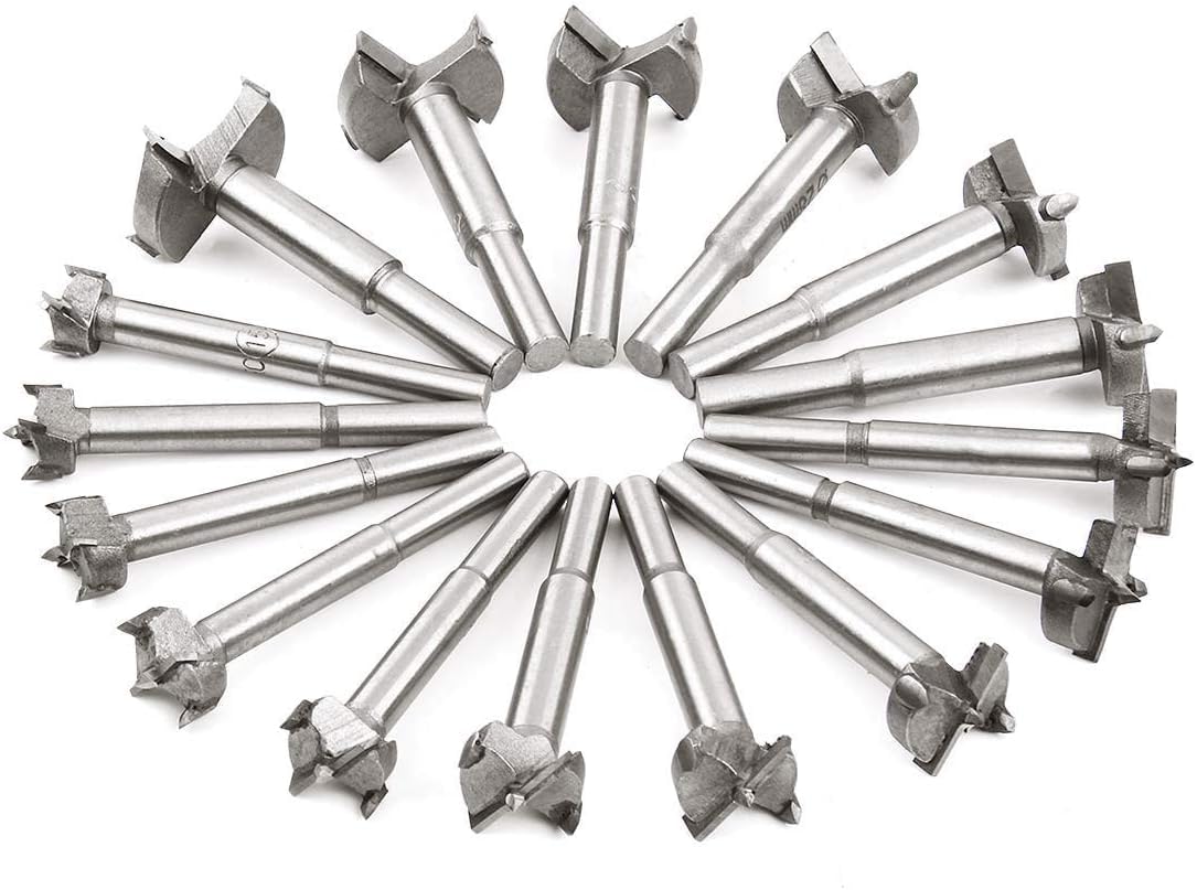 15mm-60mm Forstner Drill Bit, 11-Piece Woodworking Drill Bit Set Drilling Tools, Carbide Steel Woodworking Hole Saw Drill Bit Set For Wood Plastic Plywood (15/18/20/25/30/35/40/45/50/55/60mm)