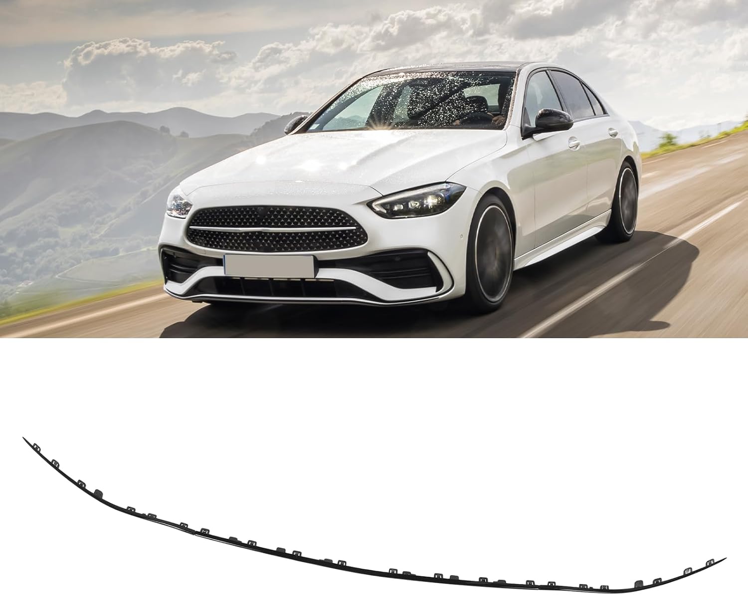 Eujgoov Front Bumper Lower Trim Kit for C Class W206 2022+, ABS Material Stylish Upgrade with Scratch Design Easy Replacement for Sedan & (Glossy Black)