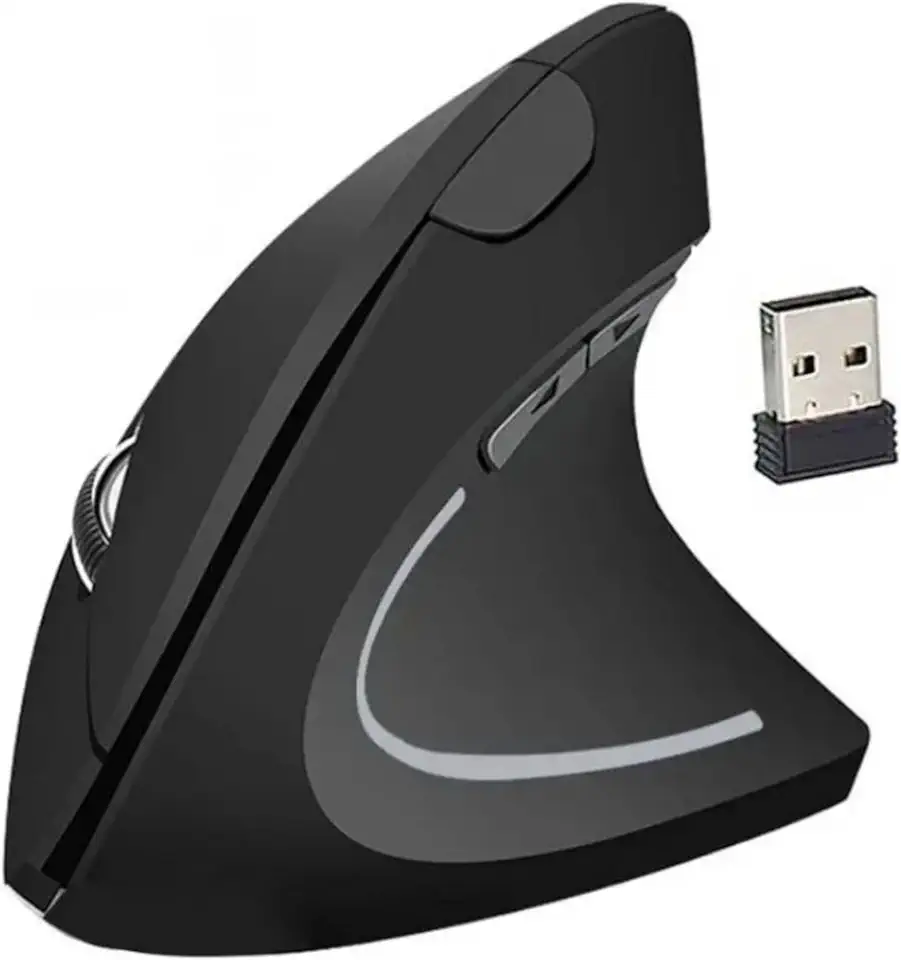 Mouse Ergonômico Vertical Sem Fio 2.4GHz – Design Ortopédico Anti Dor no Pulso, Ajuste DPI, USB, Mouse Wireless para PC, Notebook, Laptop e Mac
