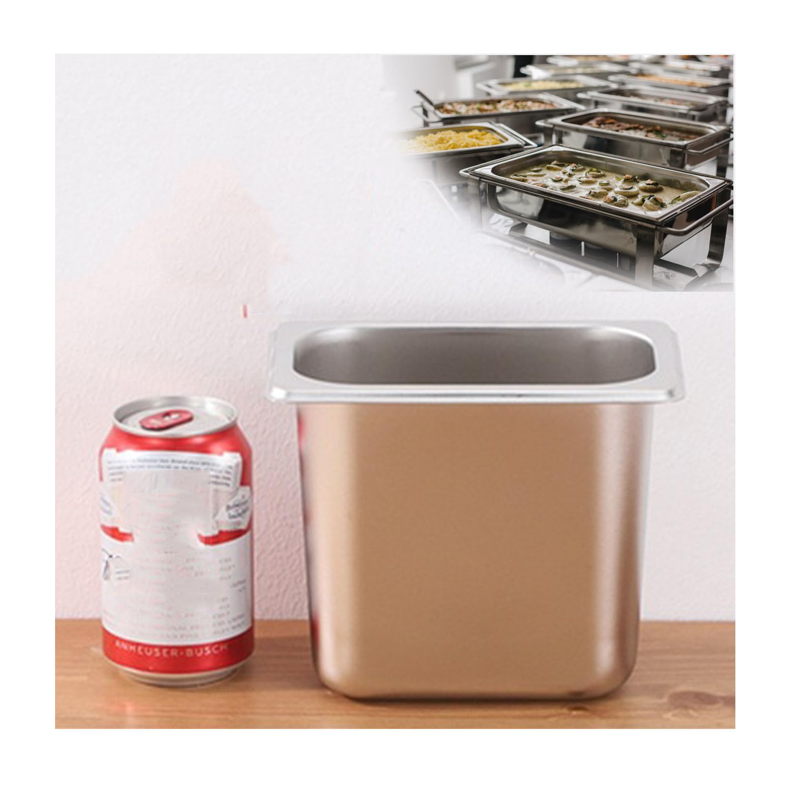 Spülmaschinenfest Tief Gastronormbehälter,Edelstahl Mahlzeit Zutatenbehälters,Stapelbar Gastro Behälter GN,1/9（17.5 * 10.8）,15cm0.8side
