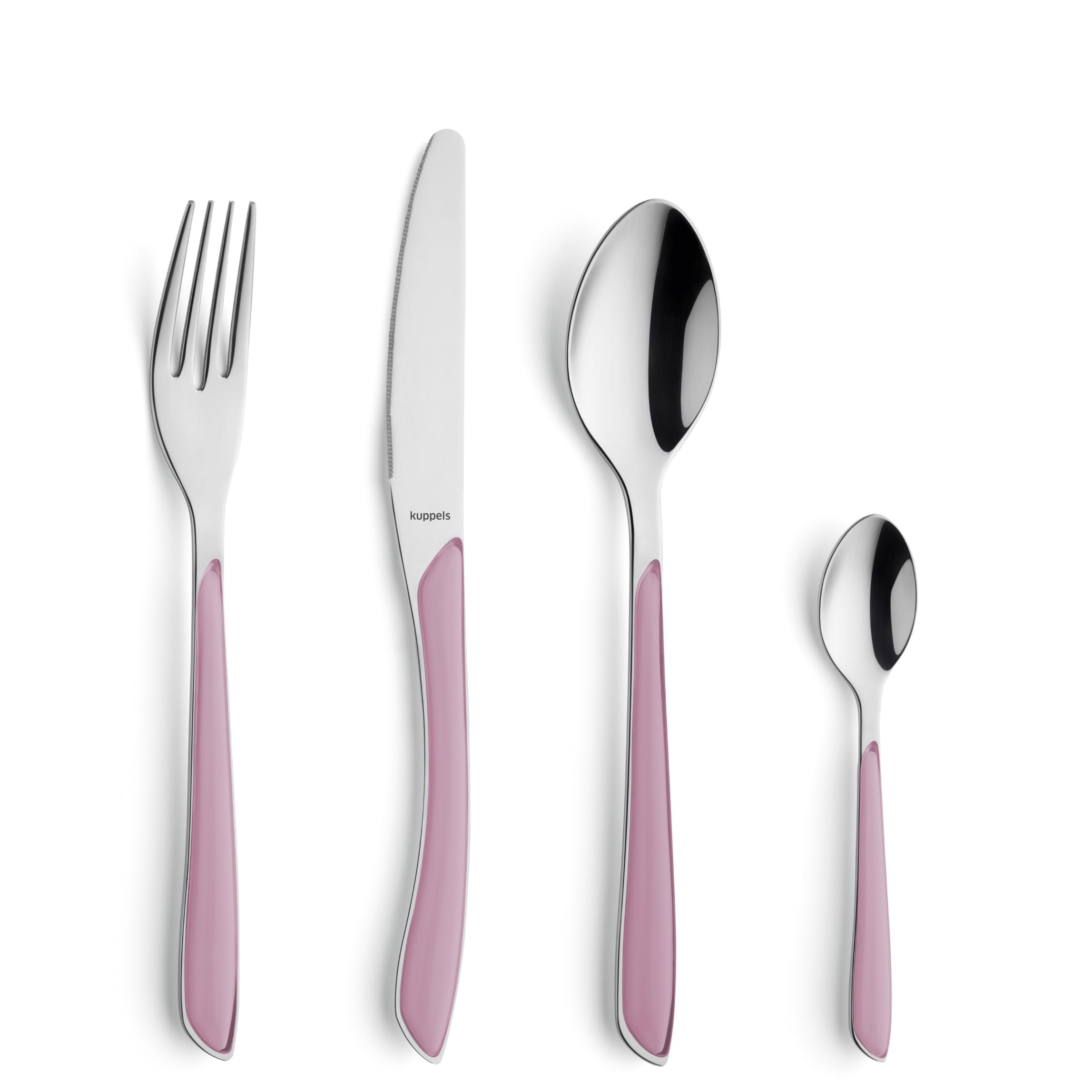 Kuppels PRISMA Besteck Set 24-tlg für 6 Personen, Altrosa, 18/0 Edelstahl | Wellenschliff-Messer, polierte Kunststoffgriffe, rostfrei, spülmaschinenfest, in 9 Farbtönen erhältlich