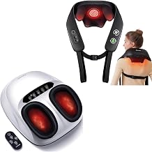 KNQZE Neck and Shoulder Massager with Heat, Deep Kneading Foot Massager for Plantar Fasciitis & Neuropathy