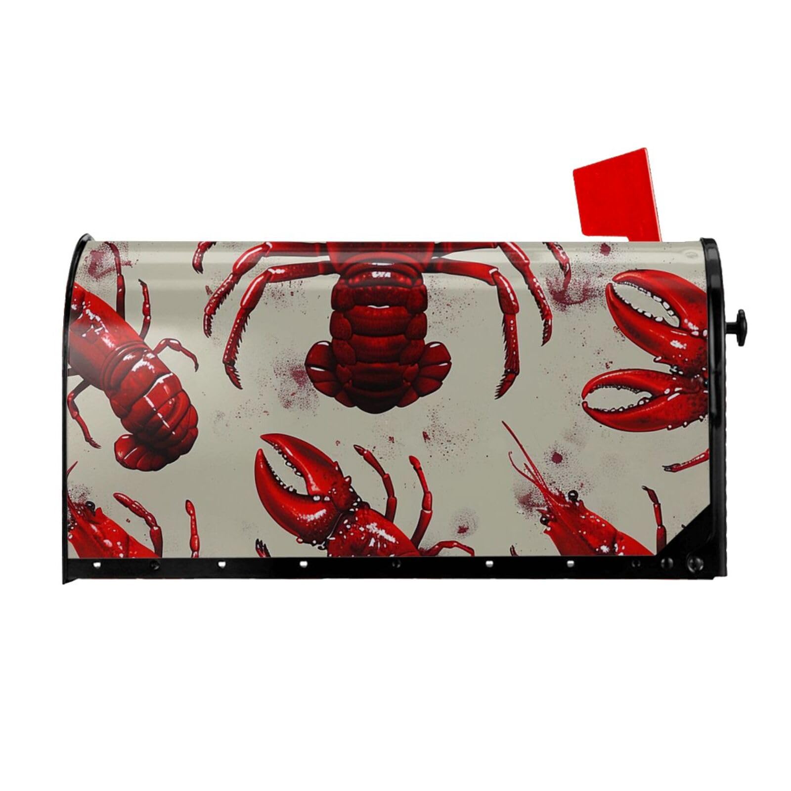 Housse magnétique homard rouge pour boîte aux lettres usée