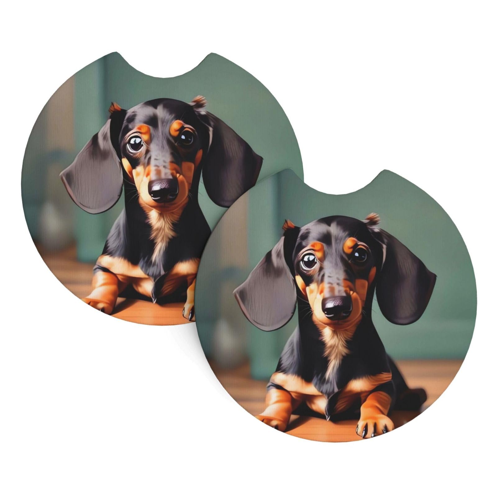 2 Pack Car Coaster for Cup Holders Cute Dachshund Duggee Car Cup Coaster 2.7" Neoprene Non-Slip Automotive Cup Mat Universal Auto Car Interior Accessories for Women Men Cup Pad