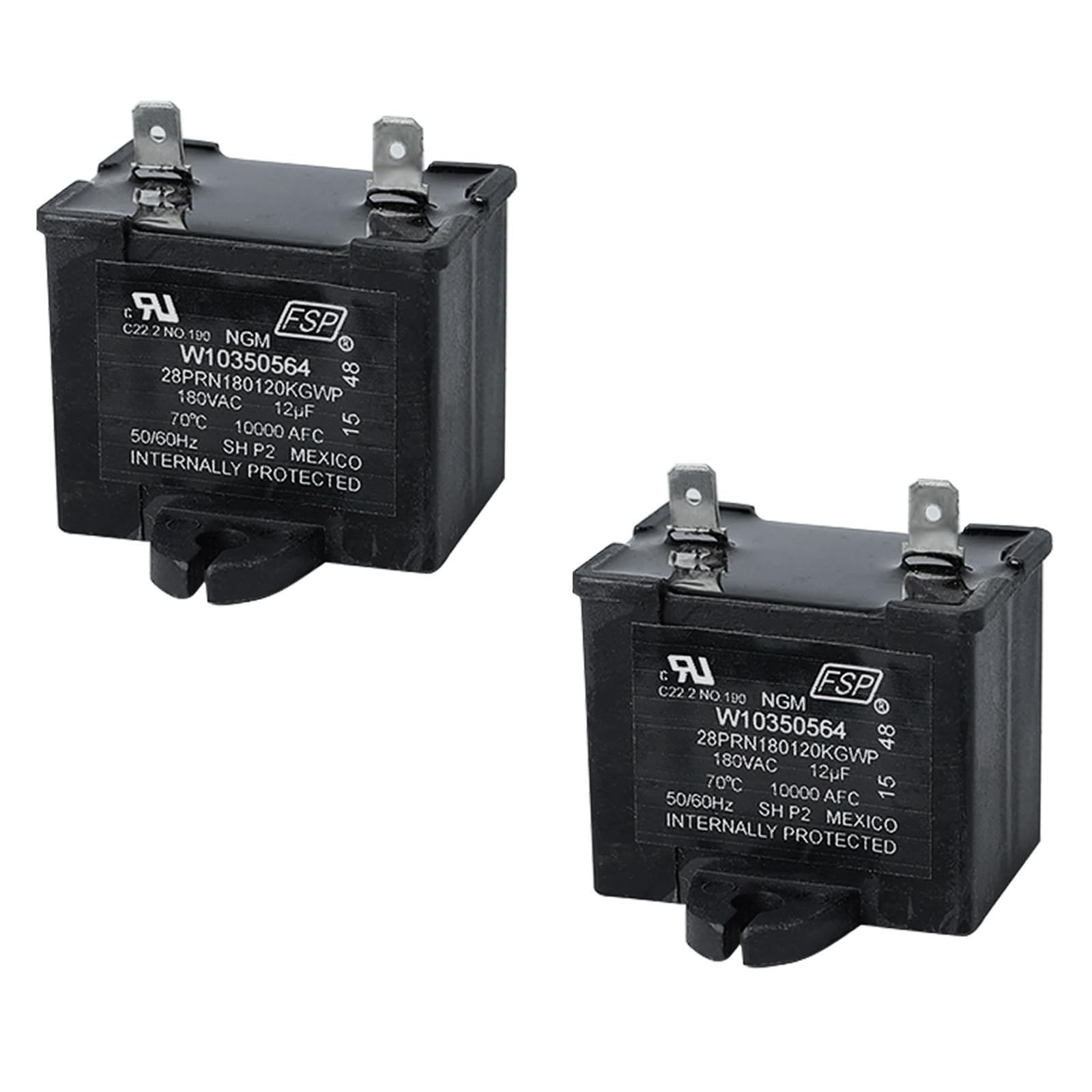 Photo 1 of 2 Pack WPW10350564 W10350564 Refrigerator Compressor Run Capacitor Compatible for Whirlpool, Maytag, Kenmore, Capacitor Replacement Kit 12?F 180V Ensures Stable Startup and Sustained Performance