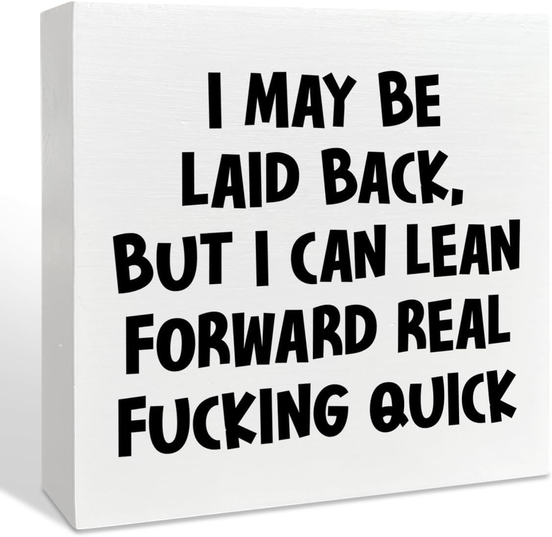 7x7 Inch Rustic Wooden Box Sign Funny Desk Shelf Decor