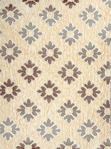 Image of Set of 5 Pcs 16 x 16 Inches Soft Jacquard Velvet Fabric Cushion Covers for Sofa Set /Diwan Beds, Diamond,Color- Beige, Set of 5 Pcs
