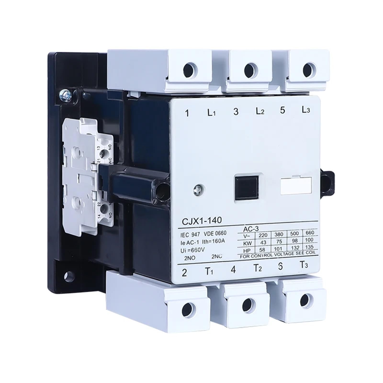 CAAUYXZW AC Contactor CJX1-12/22 22/22 16 45 63 75-250A Three Phase Coil Voltage 24v-380v 2NO 2NC 1Pcs(CJX1-170-22,220V)