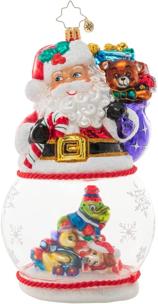 Christopher Radko Hand-Crafted European Glass Christmas Decorative Ornament, Santa's Magic Snow Globe