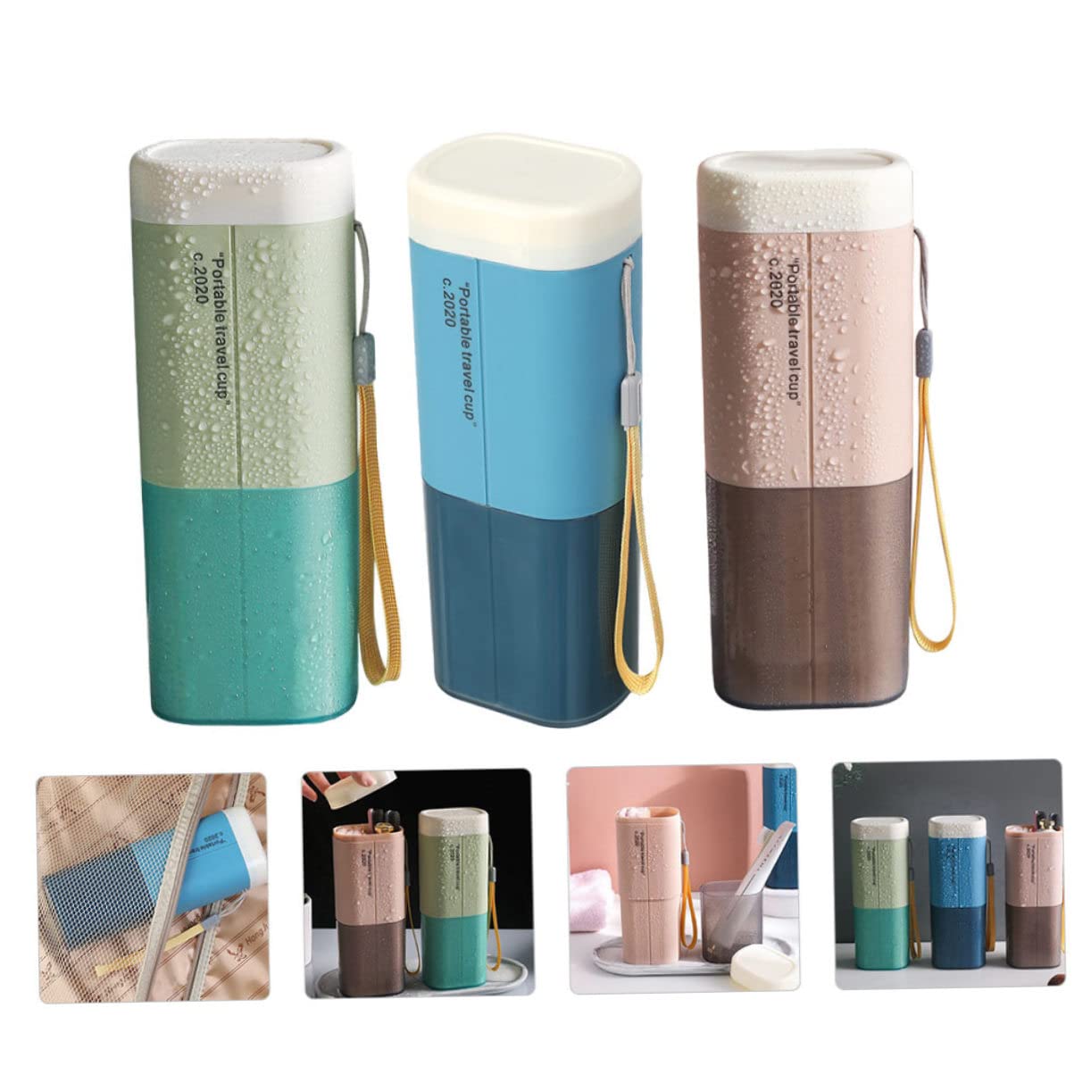 3pezzi Porta Spazzolino e Dentifricio da Viaggio di Bicchieri Organizer per Accessori da Bagno Design Compatto e Leggero per Risparmiare Spazio in Bagagli e Borse