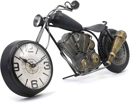 Reloj de escritorio vintage, reloj de mesa, regalos de motocicleta para hombres, decoración rústica de granja, regalos para papá, él, novio,