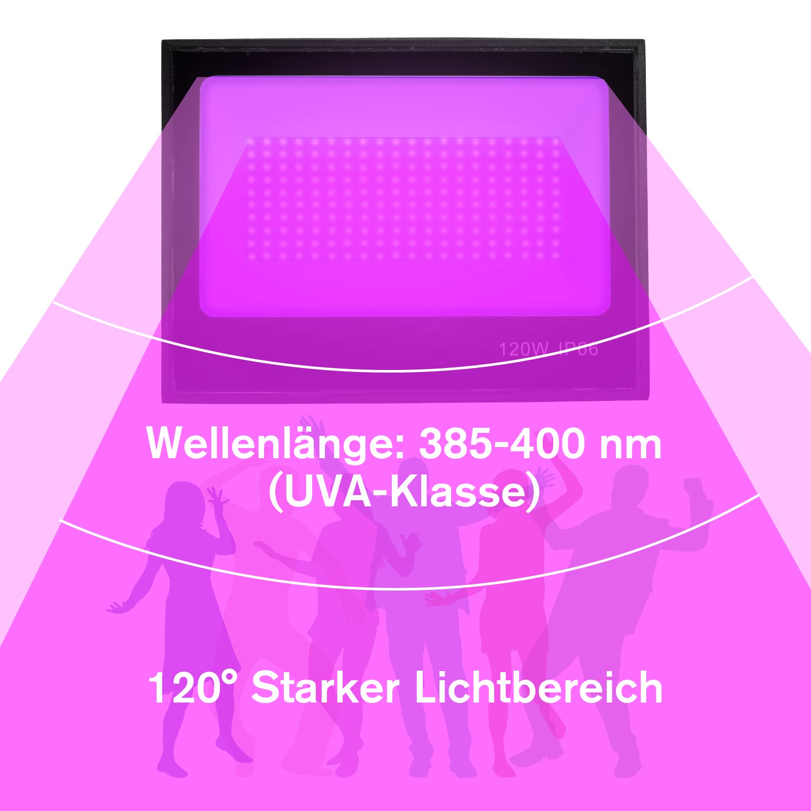 VAYALT Lumière Noire 100W UV, IP66 Étanche, 395-405nm, pour Soirée
