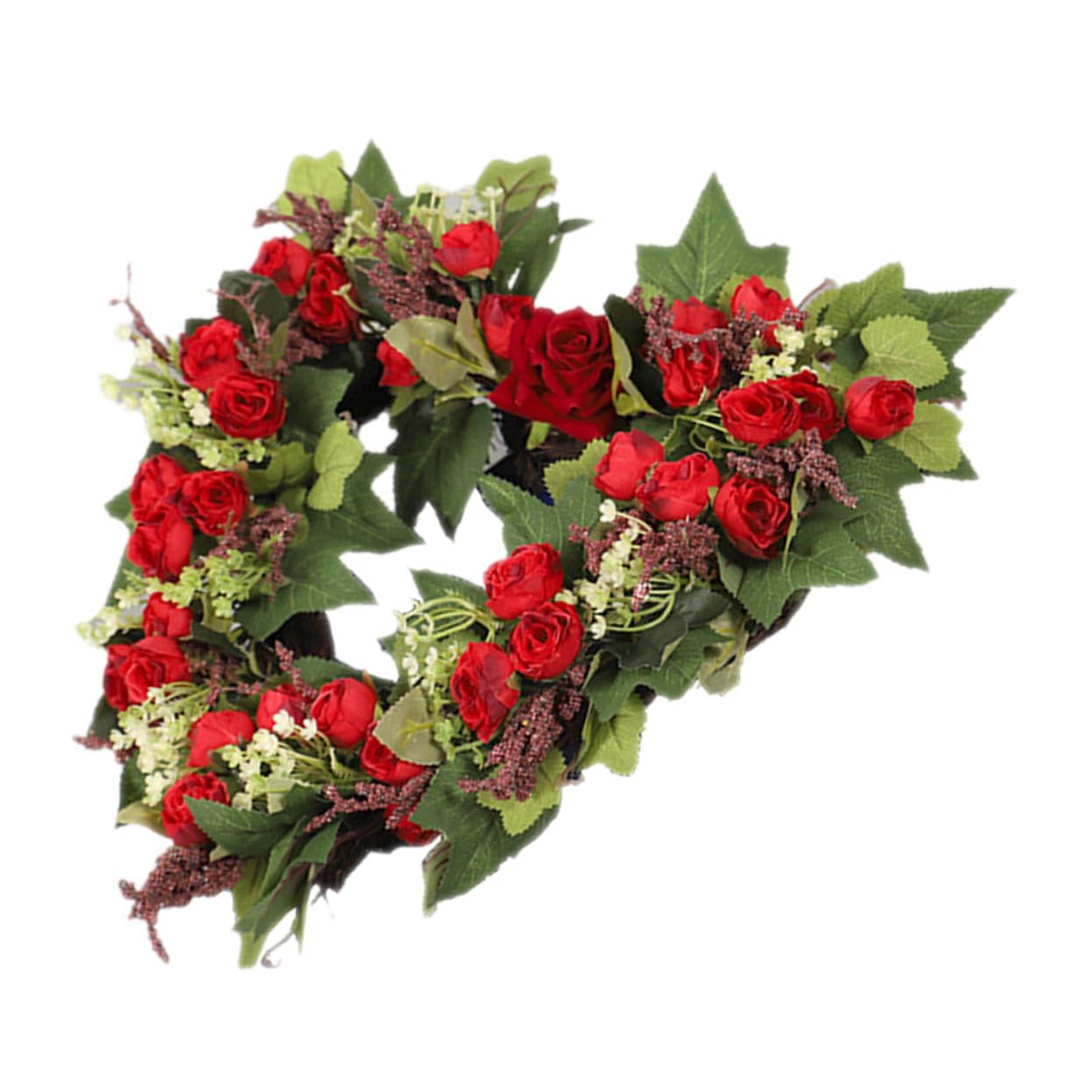 GARVALON Herzförmiger Wandbehang Kranz aus Künstlichen Rosen Valentinstag Dekoration mit Romantischer Atmosphäre und Tragbarem Design für Zuhause und Festival