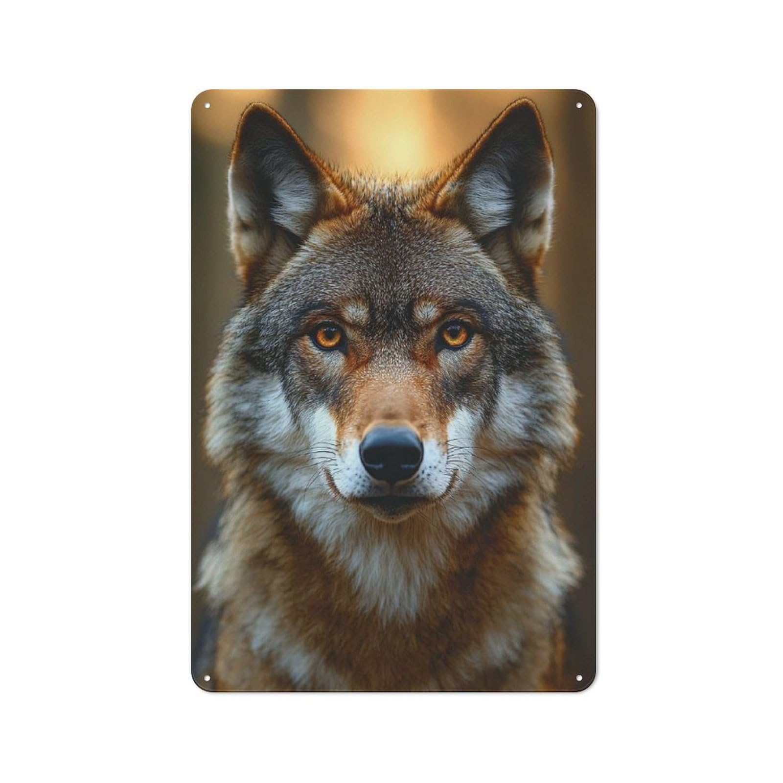 Junmoney Style-5 Garage Style Wolf Portrait With Intense Gaze Retro Metal Sign 30X20cm, Workshop Wall Decor For Tool Room, Garage, Studio Or Home Bar