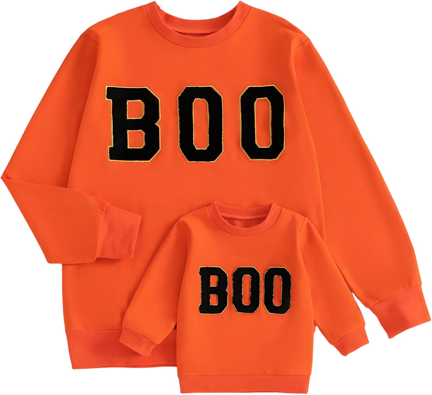 Pudcoco Family Matching Mommy and Me Halloween Sweatshirt Long Sleeve Letters Boo Embroidery Crewneck Pullover Top