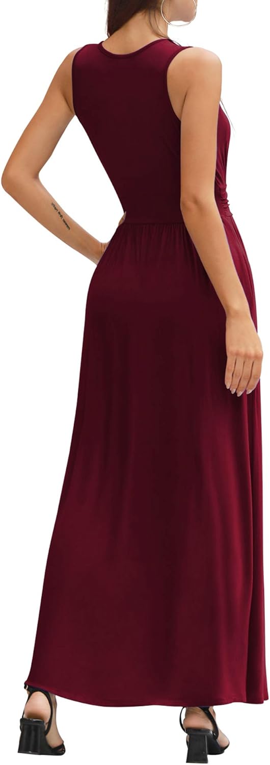 LILBETTER Women Sleeveless Deep V Neck Loose Plain Long Maxi Casual Dress - Image 5