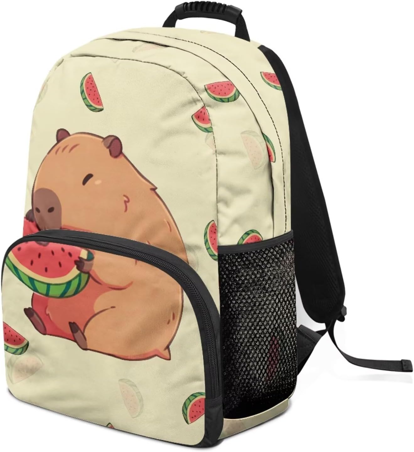 Beauty Collector Capybara Watermelon Yellow Kids Backpacks for School Travel Backpack with Laptop Compartment