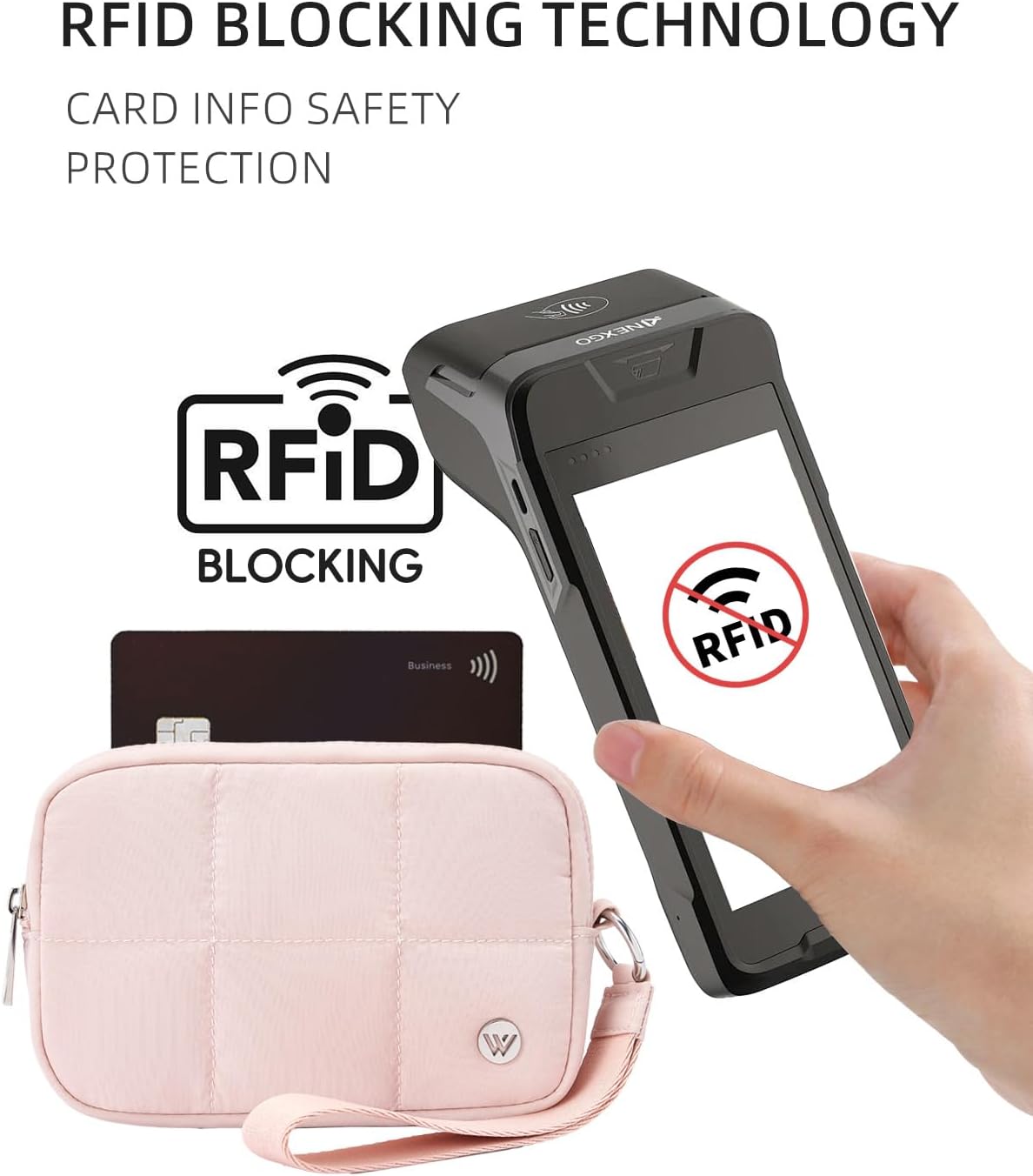 WESTBRONCO Puffer Wristlet Wallets for Women RFID Nylon Wallet with Zipper Quilted Purse for Travel Credit Card Holder Phone - Image 5