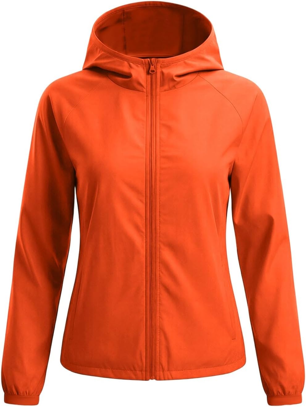 Windbreaker for Women Lightweight Hooded Full Zip Rain Jacket Coat | Women's Casual Zip Up Waterproof Jacket with Raglan Sleeve, Elastic Cuffs, Zip Pockets for Spring Fall Travel Outdoor