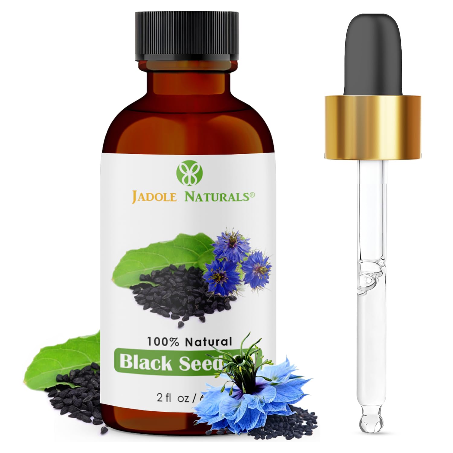 Jadole Naturals Black Seed Oil 60 ml | 100% Pure Nigella Sativa (Black Cumin Seed) Oil | Support Immune Health | Enhances Skin Radiance & Hair Vitality | Antioxidant-Rich Herbal Oil for Daily Wellness