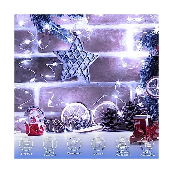 Echosari silver wire string lights fairy string lights led string lights for christmas wedding party home holiday decoration - image 7