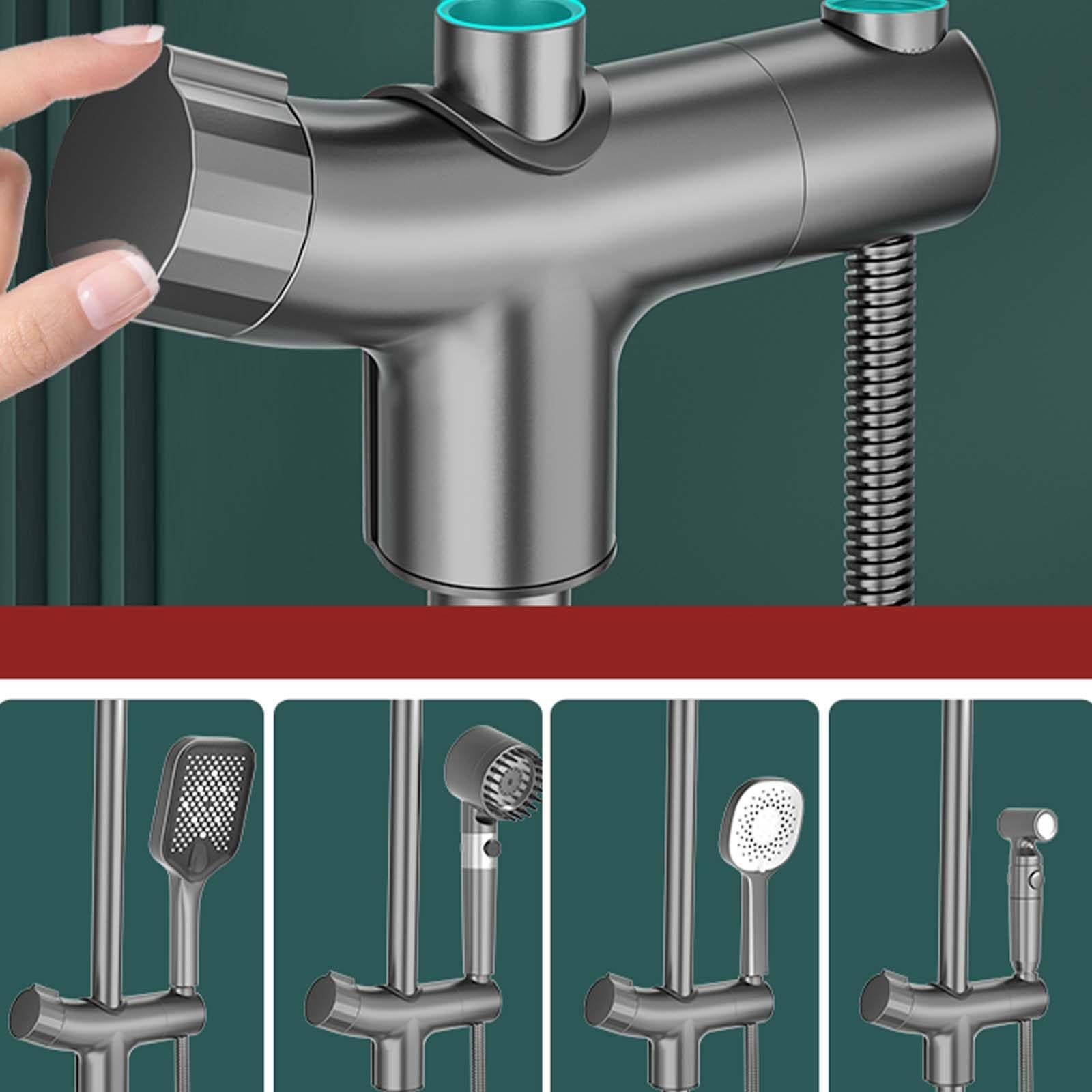 Soporte Ducha Pared Gris Pistola Soporte Alcachofa Ducha Ángulo Ajustable 75° Soporte Ducha Altura Ajustable Soporte de Ducha la Instalación No Requiere Desmontaje Soporte para Ducha