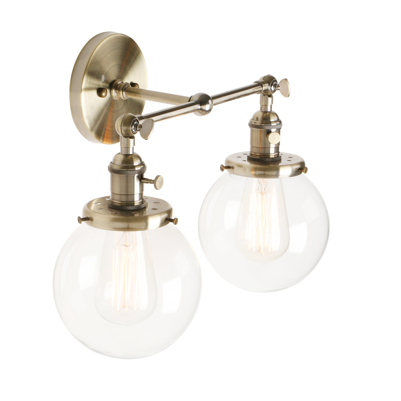 Applique Murale Rétro Pathson 2 Lampes - Abat-jour Verre Style Industriel E27