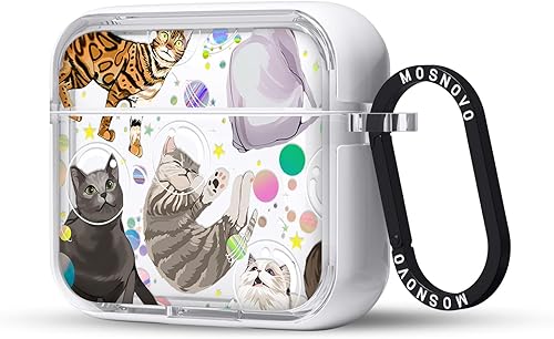 Miniatura 96 de MOSNOVO Funda protectora transparente para AirPods Pro 3, con anillo de metal duro de lujo de doble capa a prueba de golpes, diseñado para AirPods