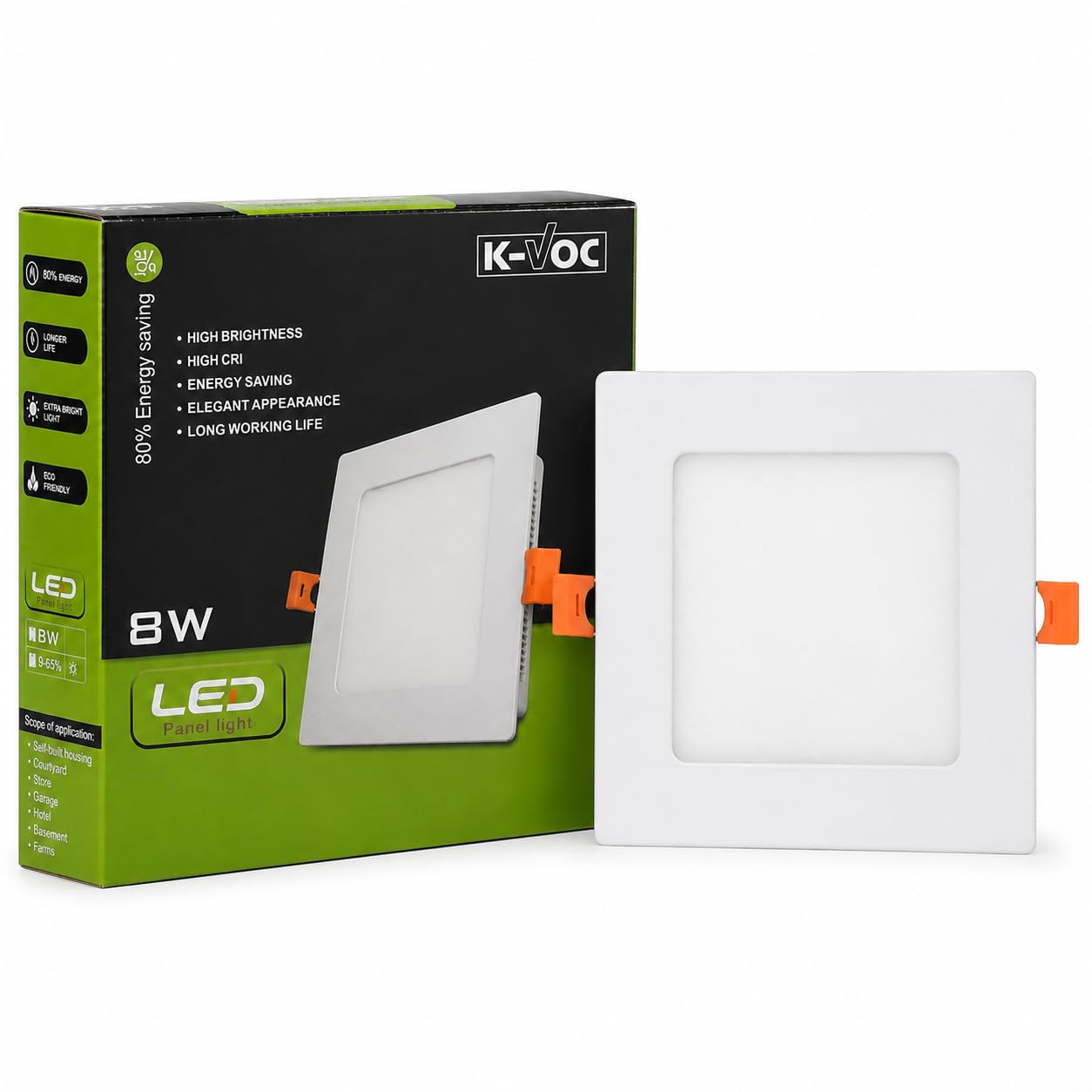 premium slim led panel light | modern recessed ceiling light | square (natural white, 8.0, watts)